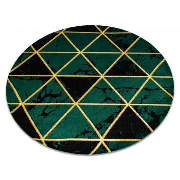 Dywan okrągły EMERALD ekskluzywny marmur  butelkowa zieleń- złoto