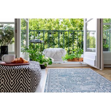 Dywan SZNURKOWY SIZAL LOFT 21213 Ornament niebieski / srebrny / kość słoniowa