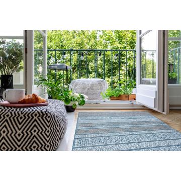Dywan SZNURKOWY SIZAL LOFT 21118 BOHO kość słoniowa/srebrny/niebieski