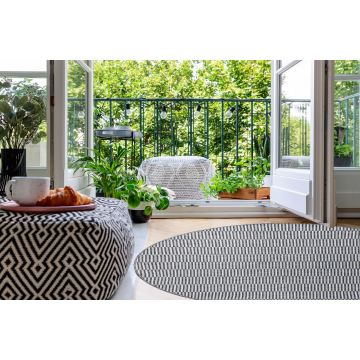 Dywan SZNURKOWY SIZAL LOFT 21198 koło BOHO kość słoniowa/srebrny/szary