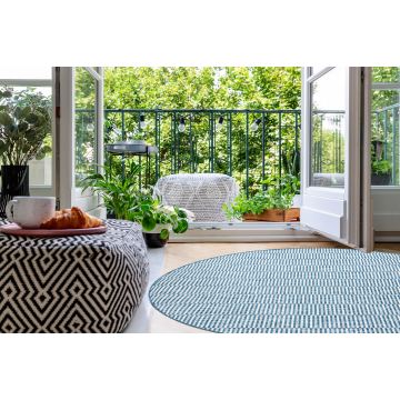 Dywan SZNURKOWY SIZAL LOFT 21198 koło BOHO kość słoniowa/srebrny/niebieski