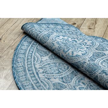 Dywan SZNURKOWY SIZAL LOFT 21193 koło BOHO kość słoniowa/srebrny/niebieski