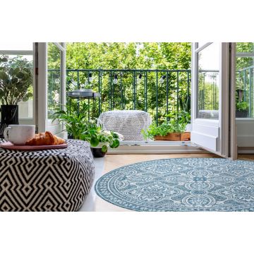 Dywan SZNURKOWY SIZAL LOFT 21193 koło BOHO kość słoniowa/srebrny/niebieski