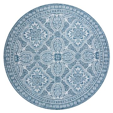 Dywan SZNURKOWY SIZAL LOFT 21193 koło BOHO kość słoniowa/srebrny/niebieski