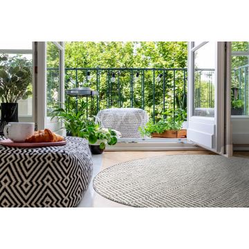 Dywan SZNURKOWY SIZAL LOFT 21198 koło BOHO kość słoniowa/srebrny/taupe