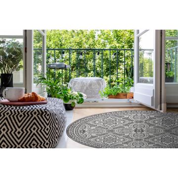 Dywan SZNURKOWY SIZAL LOFT 21193 koło BOHO kość słoniowa/srebrny/szary