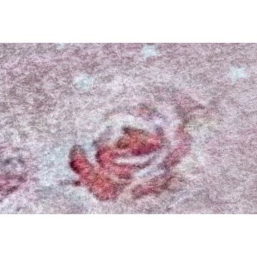 Dywan do prania JUNIOR 51549.802 koło Korona dla dzieci, antypoślizgowy - różowy