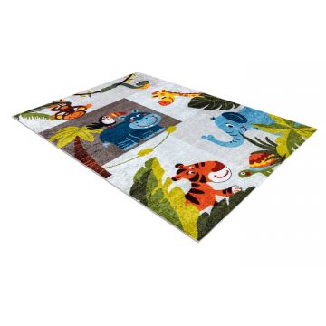 Dywan do prania JUNIOR 51858.802 Zwierzęta, Afryka dla dzieci, antypoślizgowy - szary