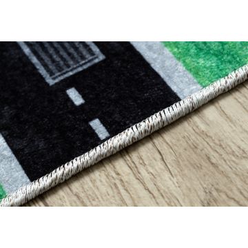Dywan do prania JUNIOR 52052.802 Miasto, uliczki dla dzieci, antypoślizgowy - zielony / czarny