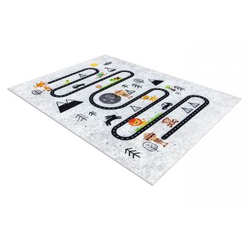 Dywan do prania JUNIOR 51490.802 Zwierzęta, uliczki dla dzieci, antypoślizgowy - szary