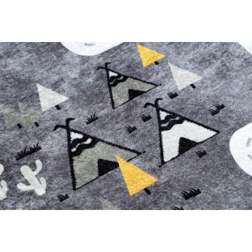 Dywan do prania JUNIOR 52107.801 Niedźwiedzie, zwierzęta, uliczki dla dzieci, antypoślizgowy - szary