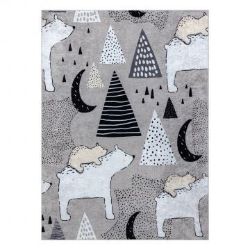 Dywan do prania JUNIOR 51974.802 Niedźwiedzie, zwierzęta dla dzieci, antypoślizgowy - szary