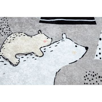 Dywan do prania JUNIOR 51974.802 Niedźwiedzie, zwierzęta dla dzieci, antypoślizgowy - szary