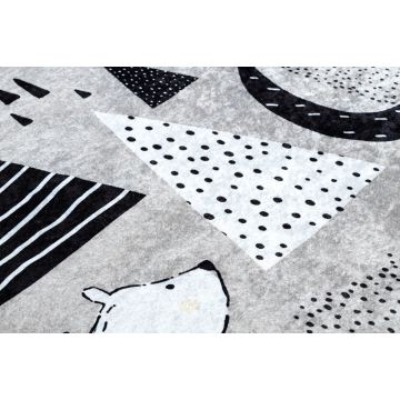 Dywan do prania JUNIOR 51974.802 Niedźwiedzie, zwierzęta dla dzieci, antypoślizgowy - szary