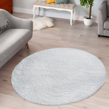 Dywan nowoczesny pluszowy shaggy Elite -Biały koło