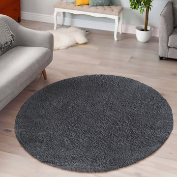 Dywan nowoczesny pluszowy shaggy Elite- Koło Ciemny stalowy