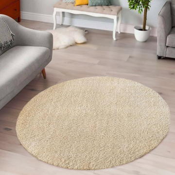 Dywan nowoczesny pluszowy shaggy Elite Koło -beżowy