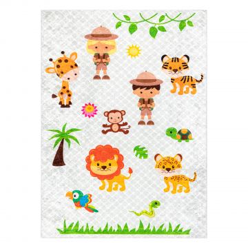 Dywan do prania JUNIOR 52104.801 Safari, zwierzęta dla dzieci, antypoślizgowy - szary