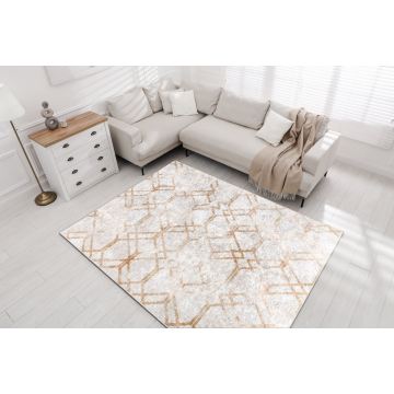 Dywan do prania MIRO 51805.804 Geometryczny, kratka antypoślizgowy - złoty