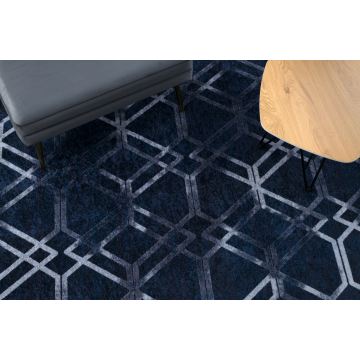 Dywan do prania MIRO 51805.802 Geometryczny, kratka antypoślizgowy - niebieski