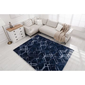 Dywan do prania MIRO 51805.802 Geometryczny, kratka antypoślizgowy - niebieski