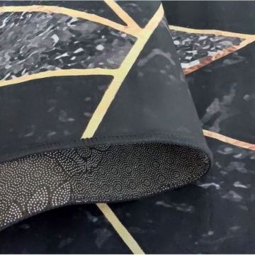Dywan antypoślizgowy BLACK and GOLD N 16- geometria czarno-złoty