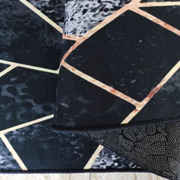 Dywan antypoślizgowy BLACK and GOLD N 16- geometria czarno-złoty