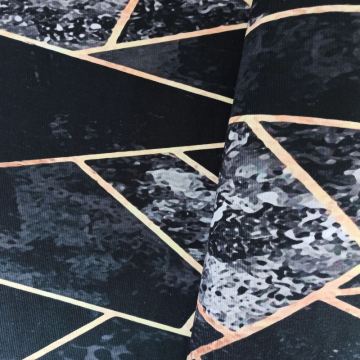 Dywan antypoślizgowy BLACK and GOLD N 16- geometria czarno-złoty