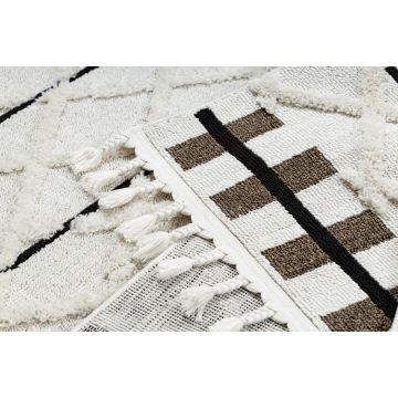Dywan boho dwupoziomowy Sevilla- boho romby- biały