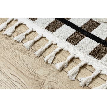 Dywan boho dwupoziomowy Sevilla- boho romby- biały