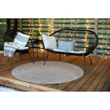 Dywan TIMO 5979 koło SZNURKOWY SIZAL outdoor ramka jasny szary