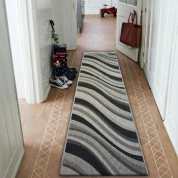 CHODNIK SIZAL FLOORLUX wzór 20353 srebrny  / czarny