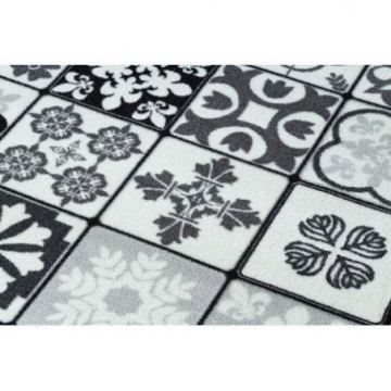 CHODNIK podgumowany AZULEJO PATCHWORK, PŁYTKI LIZBOŃSKIE szary / czarny