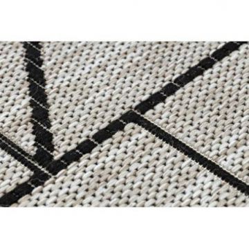 CHODNIK SIZAL FLOORLUX wzór 20605 TRÓJKĄTY, GEOMETRYCZNY srebrny  / czarny