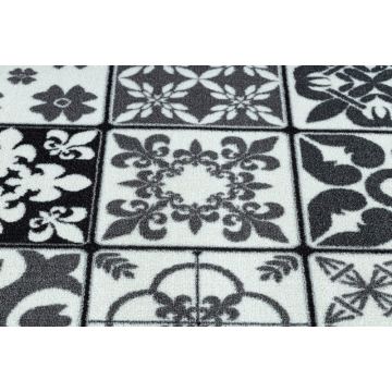 CHODNIK podgumowany AZULEJO PATCHWORK, PŁYTKI LIZBOŃSKIE szary / czarny
