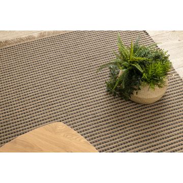 Dywan JUTE 3652 czarny / beż linie - jutowy, płaskotkany, frędzle