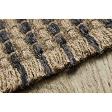 Dywan JUTE 3652 czarny / beż linie - jutowy, płaskotkany, frędzle