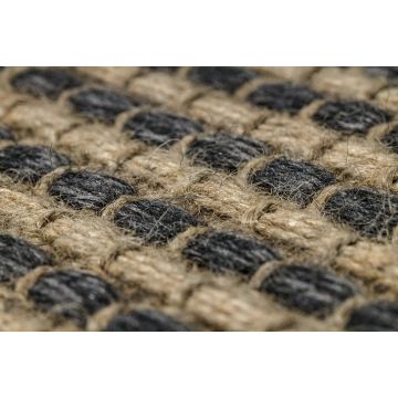 Dywan JUTE 3652 czarny / beż linie - jutowy, płaskotkany, frędzle