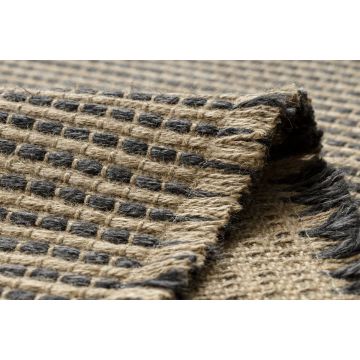 Dywan JUTE 3652 czarny / beż linie - jutowy, płaskotkany, frędzle