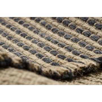 Dywan JUTE 3652 czarny / beż linie - jutowy, płaskotkany, frędzle
