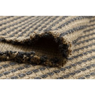Dywan JUTE 3652 czarny / beż linie - jutowy, płaskotkany, frędzle