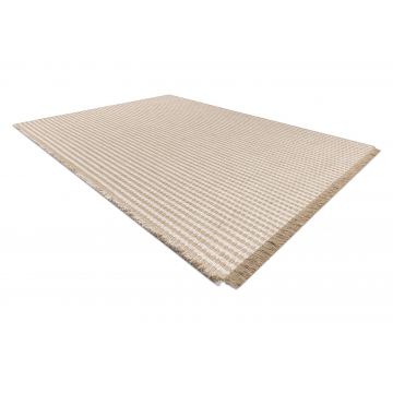 Dywan JUTE 3650 krem / beż linie - jutowy, płaskotkany, frędzle