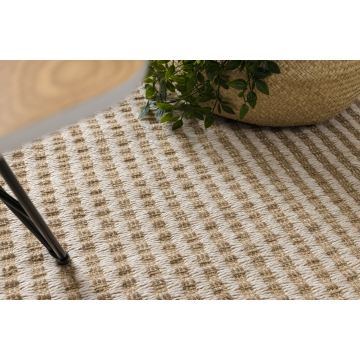 Dywan JUTE 3650 krem / beż linie - jutowy, płaskotkany, frędzle