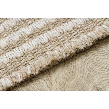 Dywan JUTE 3650 krem / beż linie - jutowy, płaskotkany, frędzle
