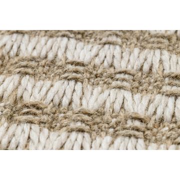 Dywan JUTE 3650 krem / beż linie - jutowy, płaskotkany, frędzle