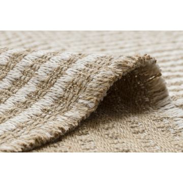 Dywan JUTE 3650 krem / beż linie - jutowy, płaskotkany, frędzle