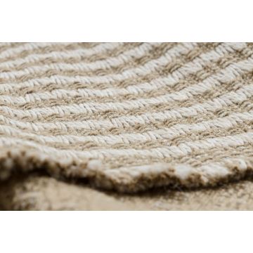 Dywan JUTE 3650 krem / beż linie - jutowy, płaskotkany, frędzle
