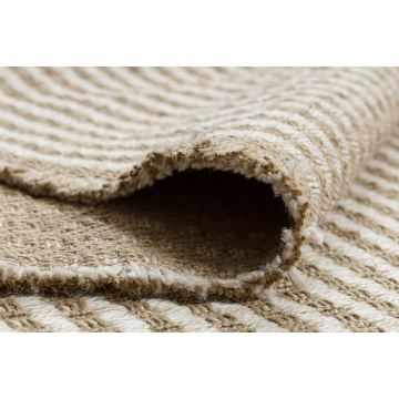 Dywan JUTE 3650 krem / beż linie - jutowy, płaskotkany, frędzle