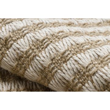 Dywan JUTE 3650 krem / beż linie - jutowy, płaskotkany, frędzle