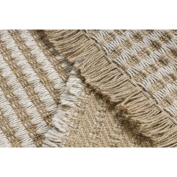 Dywan JUTE 3650 krem / beż linie - jutowy, płaskotkany, frędzle